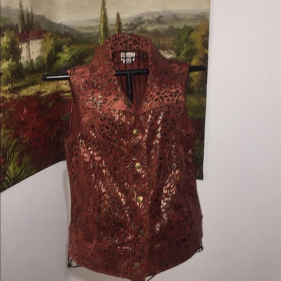 ❤️ Company Collection size medium dressy snap front vest animal print wide … - Picture 1 of 5